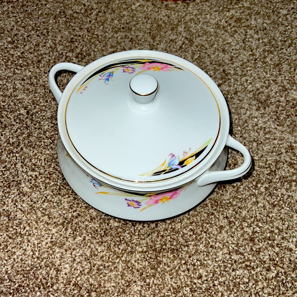 Fine China covered serving bowl